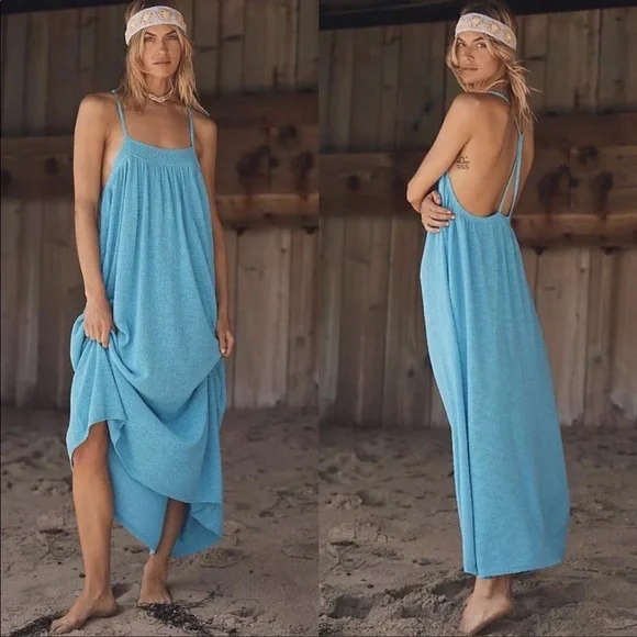 Free People | Dresses | Free People Under The Stars Midi Sweater Dress Blue  | Poshmark